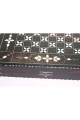 Orjinal El Yapımı Sedef Gömmeli Tavla, Tavla Satranç Seti. Ceviz Satranç Takımı