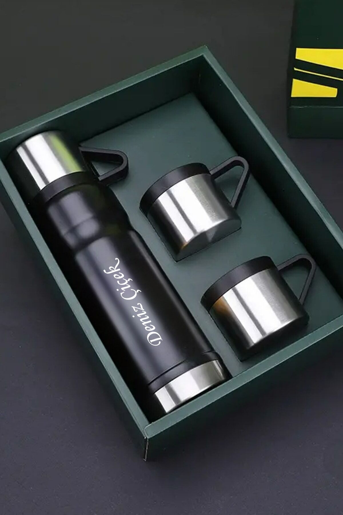 Anneler Günü Için Kişiye Özel Isimli 680 ml Paslanmaz Çelik Bardaklı Termos, Çay Kahve Termos