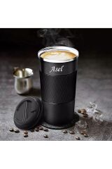 Anneler Günü Için Hediyelik Kişiye Özel Isim Baskılı 500 ml Siyah Termos, Çay Kahve Termos,