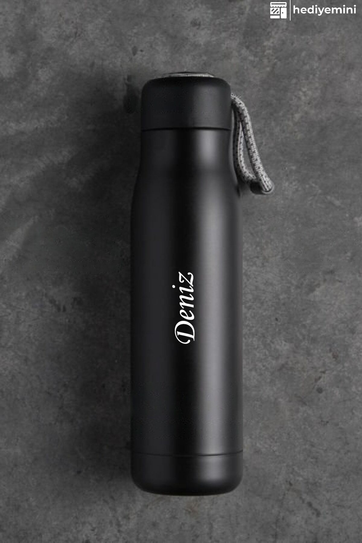 Kişiye Özel 600 ml Siyah Termos, 8-10 Saat Sıcak, 20-25 Saat Soğuk, Kamp Termos, Seyahat Termos