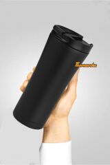 Kişiye Özel Siyah Kilitli Termos 500 Ml, Çay Kahve Kamp Termos, Vakumlu Termos, Soğuk Sıcak Termos