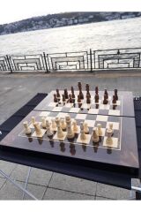 Kişiye Özel Ahşap Satranç Tavla Seti, Ahşap Figürlü Satranç Takımı, Iki Oyun Bir Arada